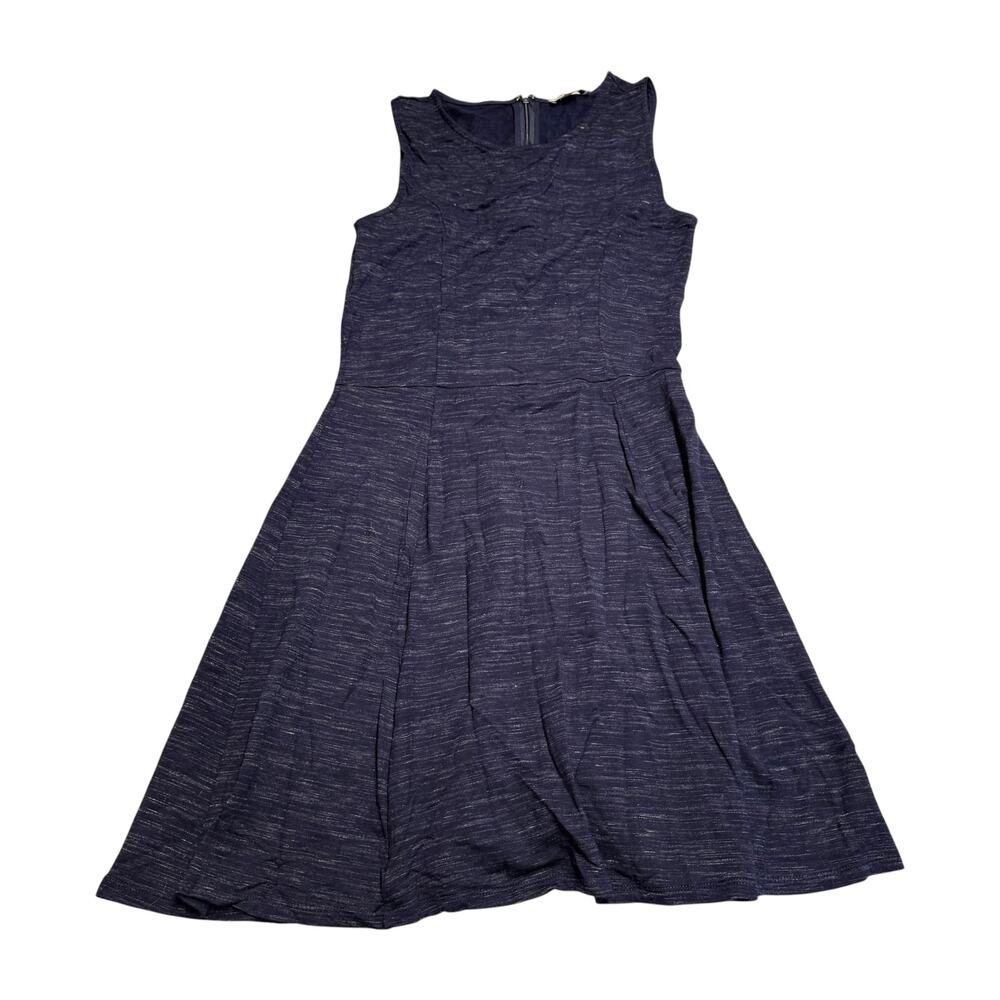 Dalia Navy Heathered Fit Flare A-Line Dress Size S